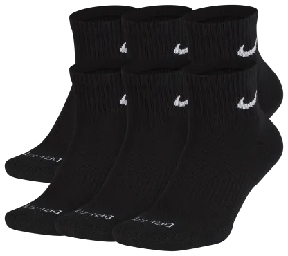 Nike 6 Pack Dri-FIT Plus Quarter Socks - Black/White - Image 1