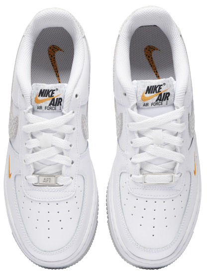 Nike Air Force 1 Low 童款 - White/Orange/Grey - Image 4