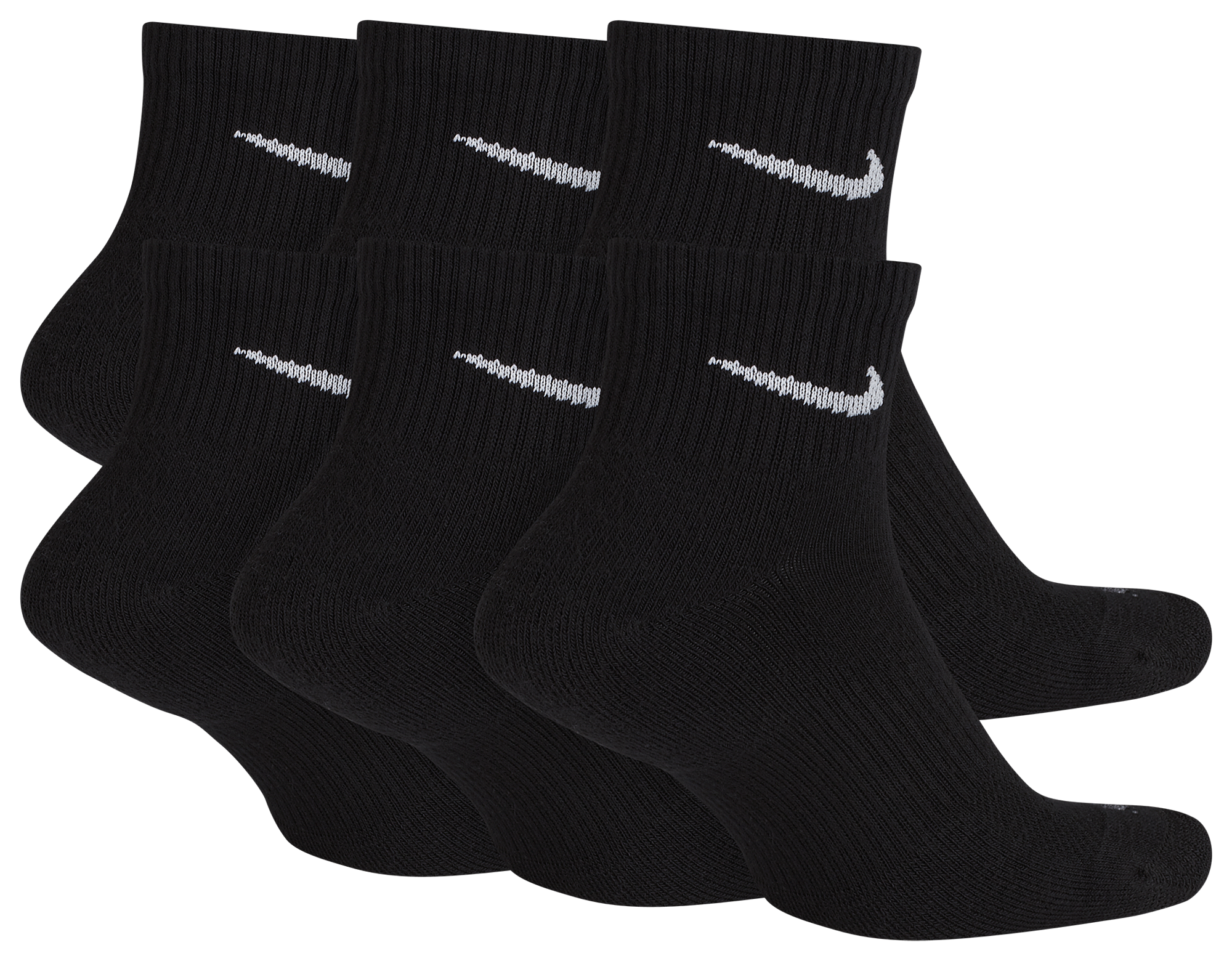 Nike 6 Pack Dri-FIT Plus Quarter Socks - Black/White - Image 3