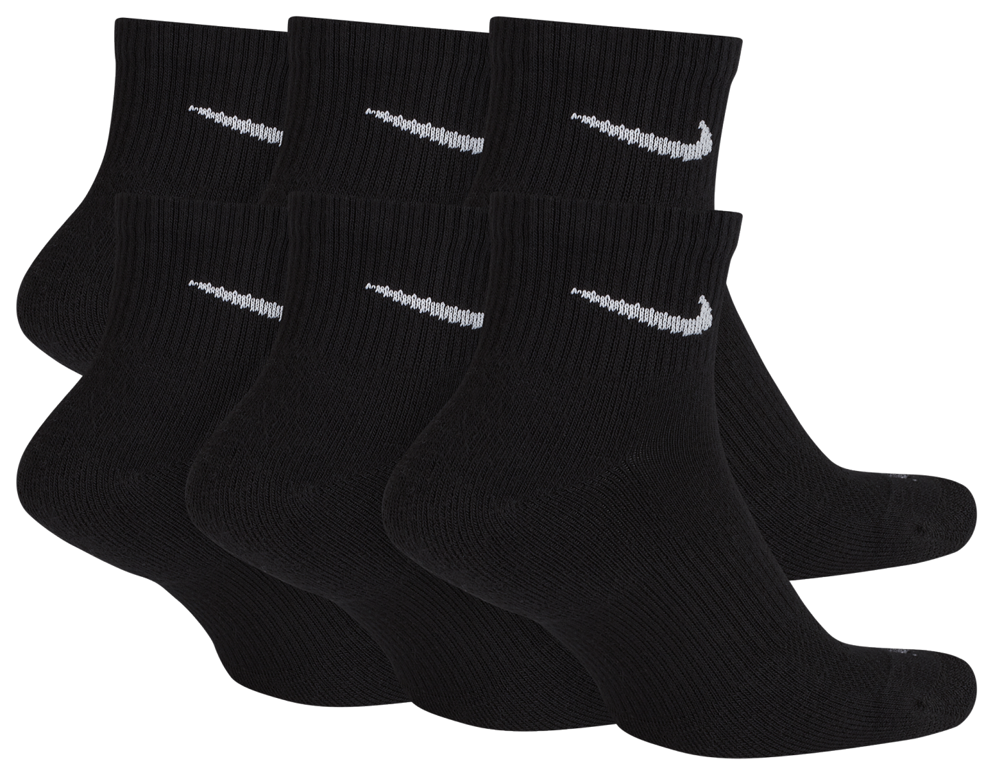 Nike 6 Pack Dri-FIT Plus Quarter Socks - Black/White - Image 3