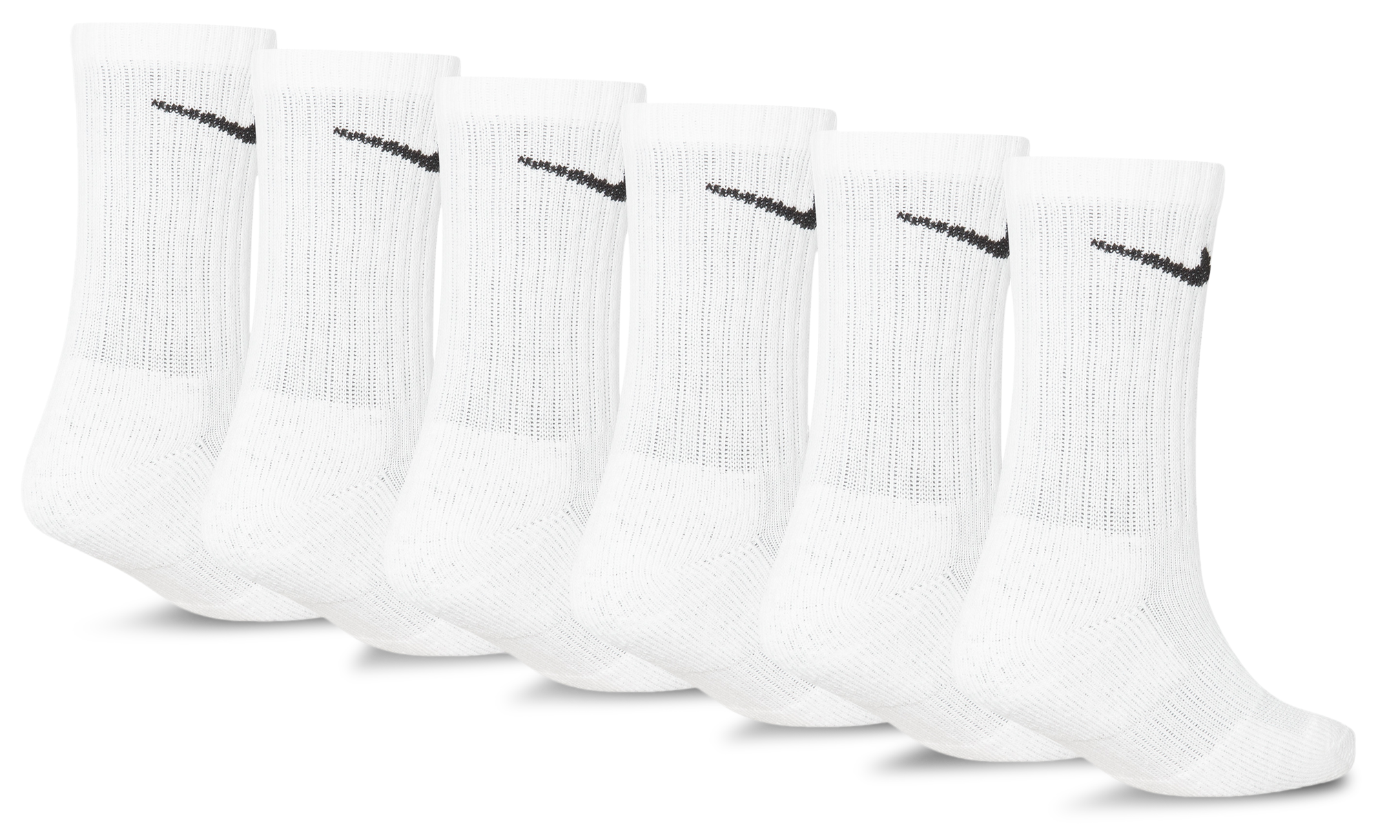 Nike 6 Pack Dri-FIT Performance Basic Crew Socks 童款 - White/Black - Image 2