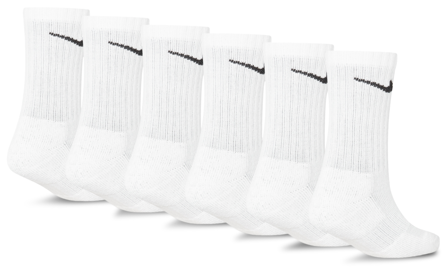 Nike 6 Pack Dri-FIT Performance Basic Crew Socks 童款 - White/Black - Image 2