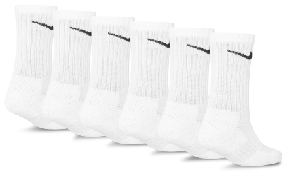 Nike 6 Pack Dri-FIT Performance Basic Crew Socks 童款 - White/Black - Image 2