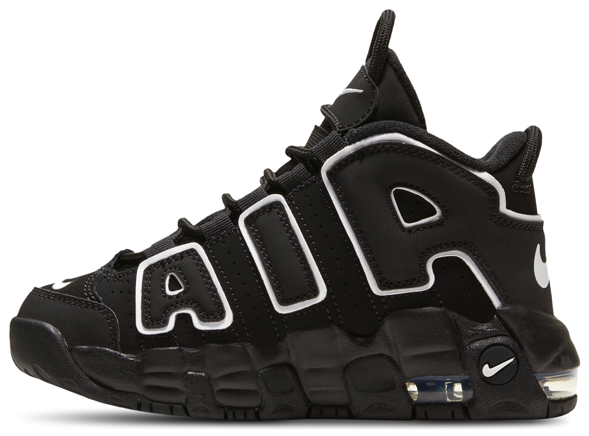 Nike Air More Uptempo 童款 - Black/Black/White - Image 3