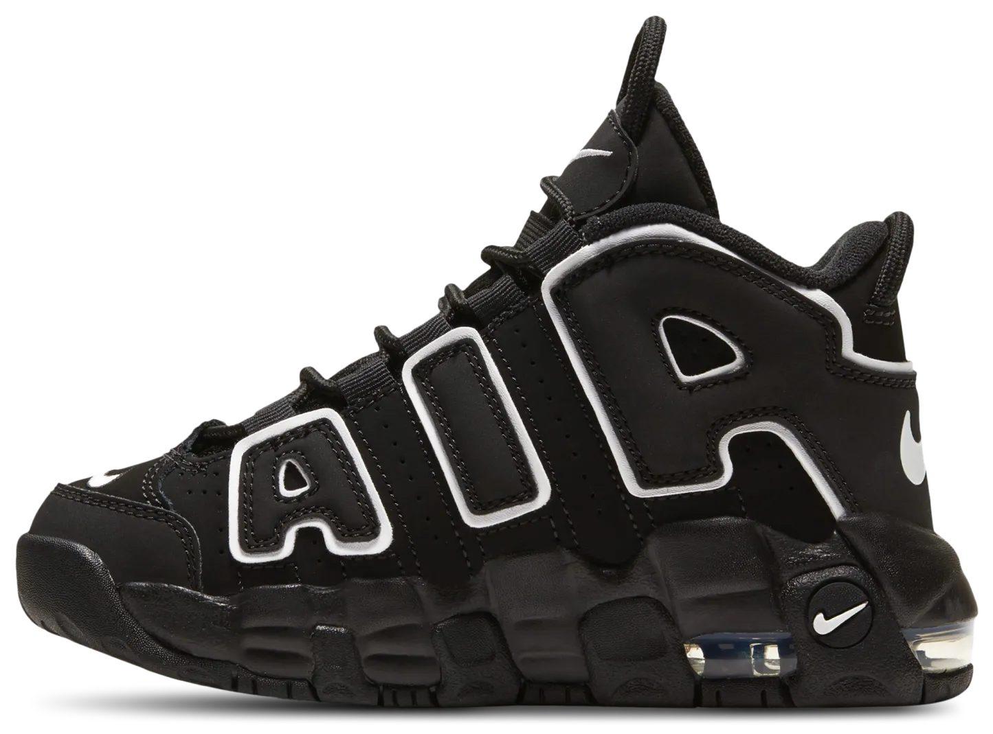 Nike Air More Uptempo 童款 - Black/Black/White - Image 3