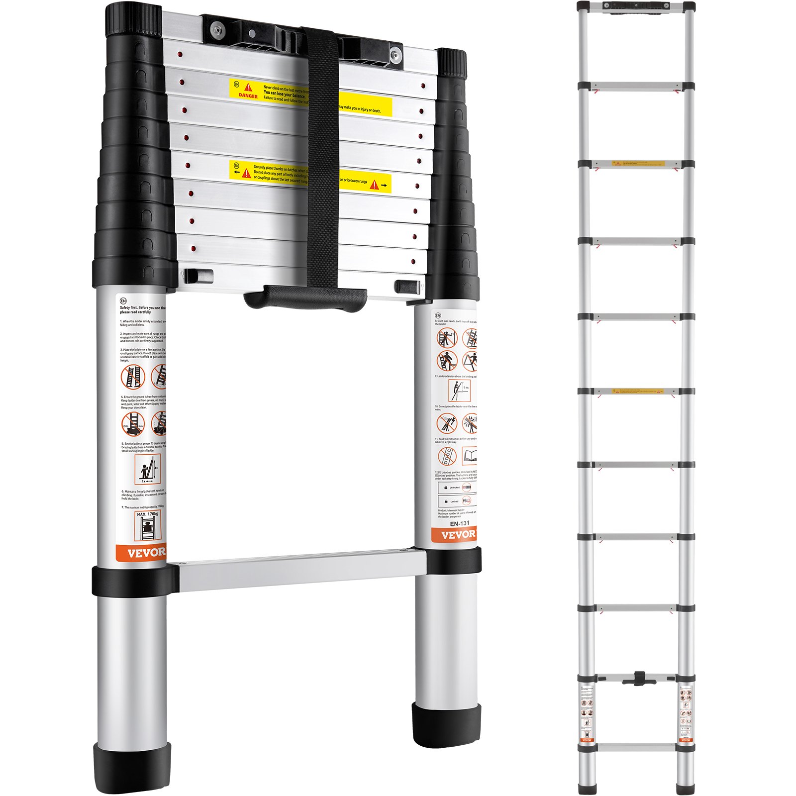 VEthtVOR Telescoping Ladder Aluminum Extension Step Multi-purpose Portable