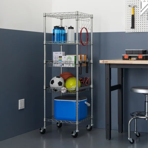 TRIthtNITY EcoStorage 5-Tier NSF Rathtck w/ Sliding Pull-Out Baskets & Wheels