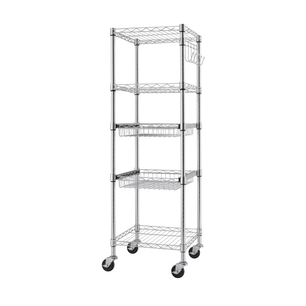 TRIthtNITY EcoStorage 5-Tier NSF Rathtck w/ Sliding Pull-Out Baskets & Wheels