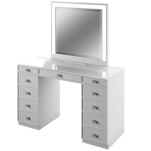 Tresathtnti Alexthtandra Double Pedestal Vanity Table with LED Lighted Mirror