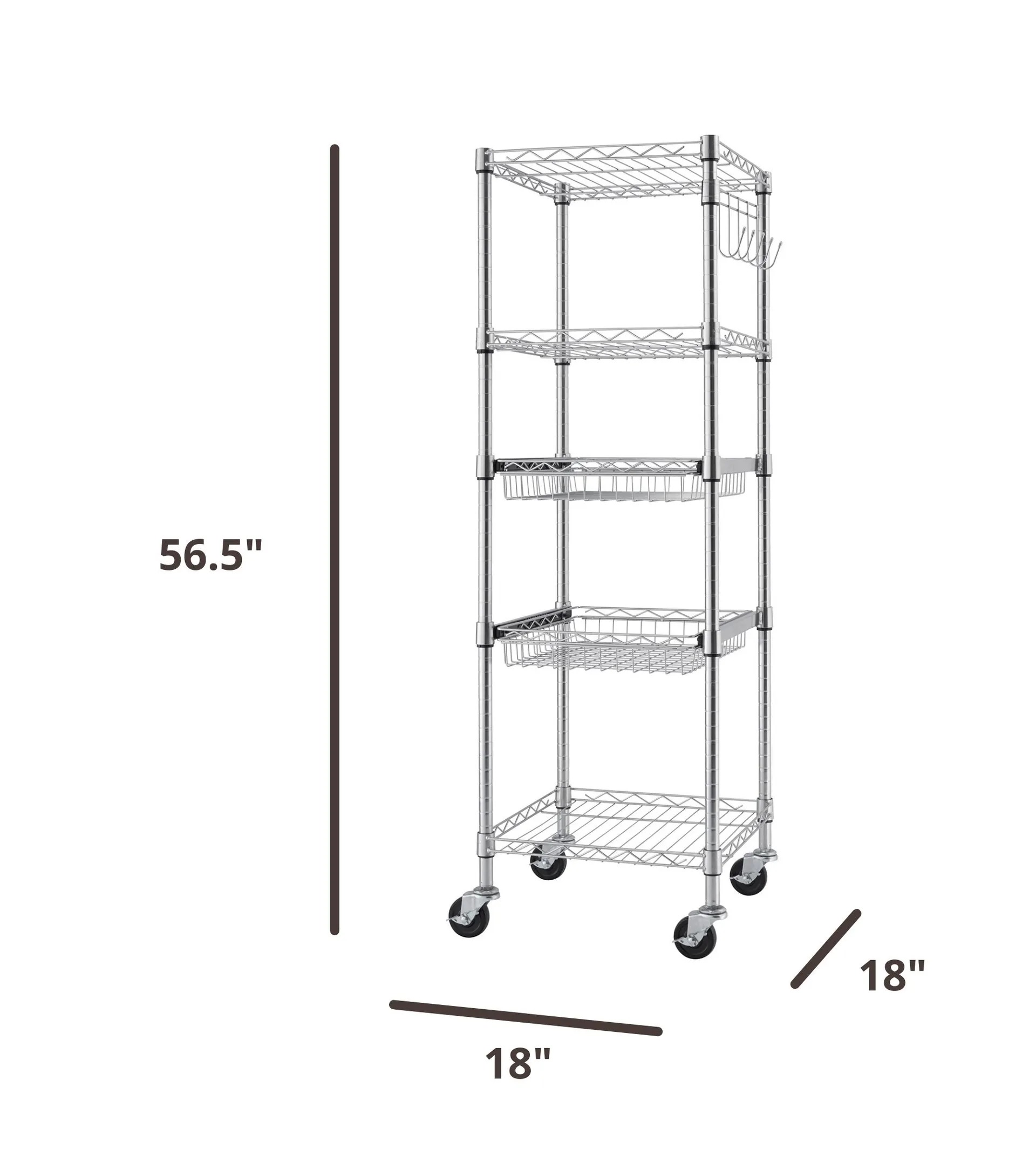 TRIthtNITY EcoStorage 5-Tier NSF Rathtck w/ Sliding Pull-Out Baskets & Wheels