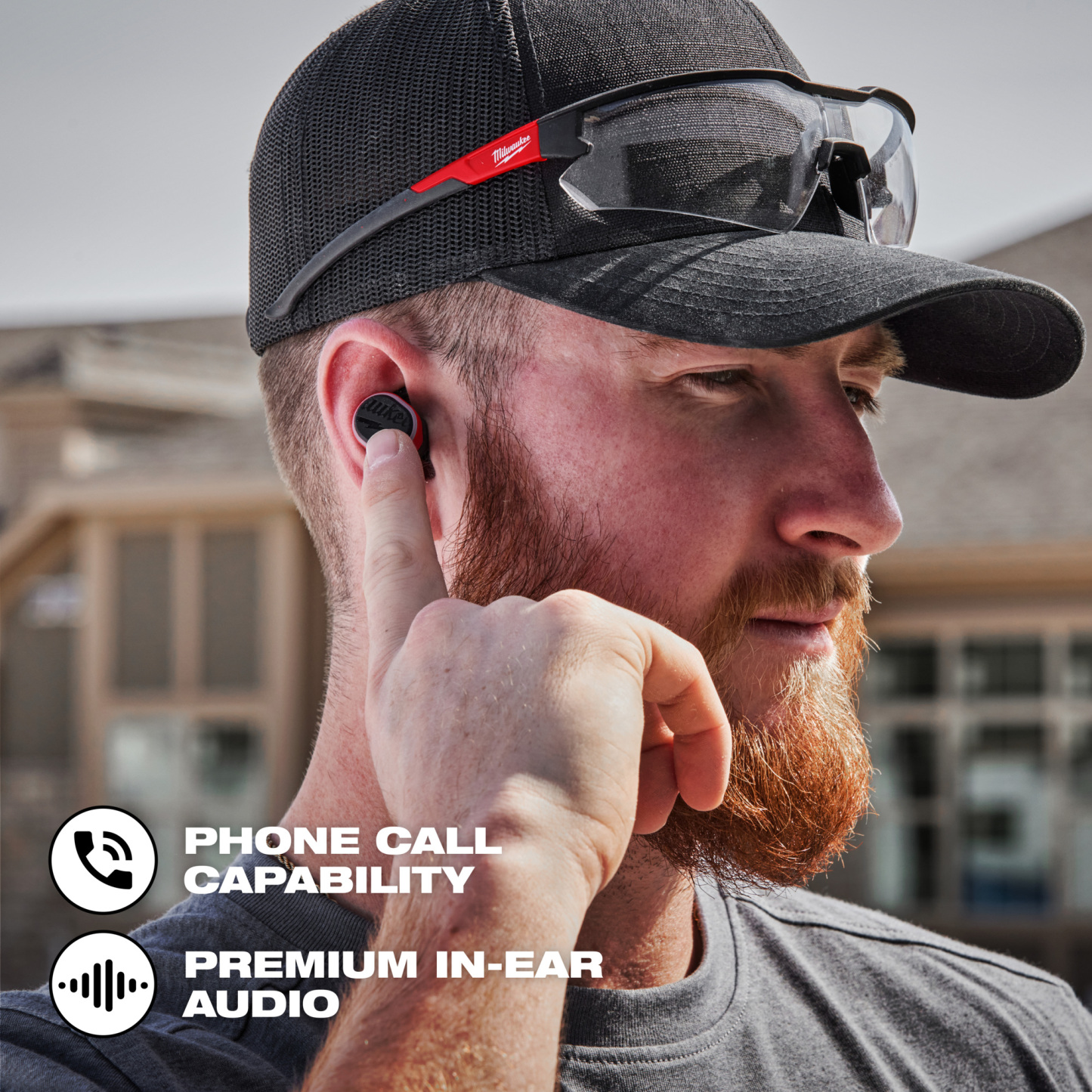 Milthtwaukee REDLITHthtIUM™ USB Bluetooth Jobsite Ear Buds, Noise Reduction Rating 9 dB