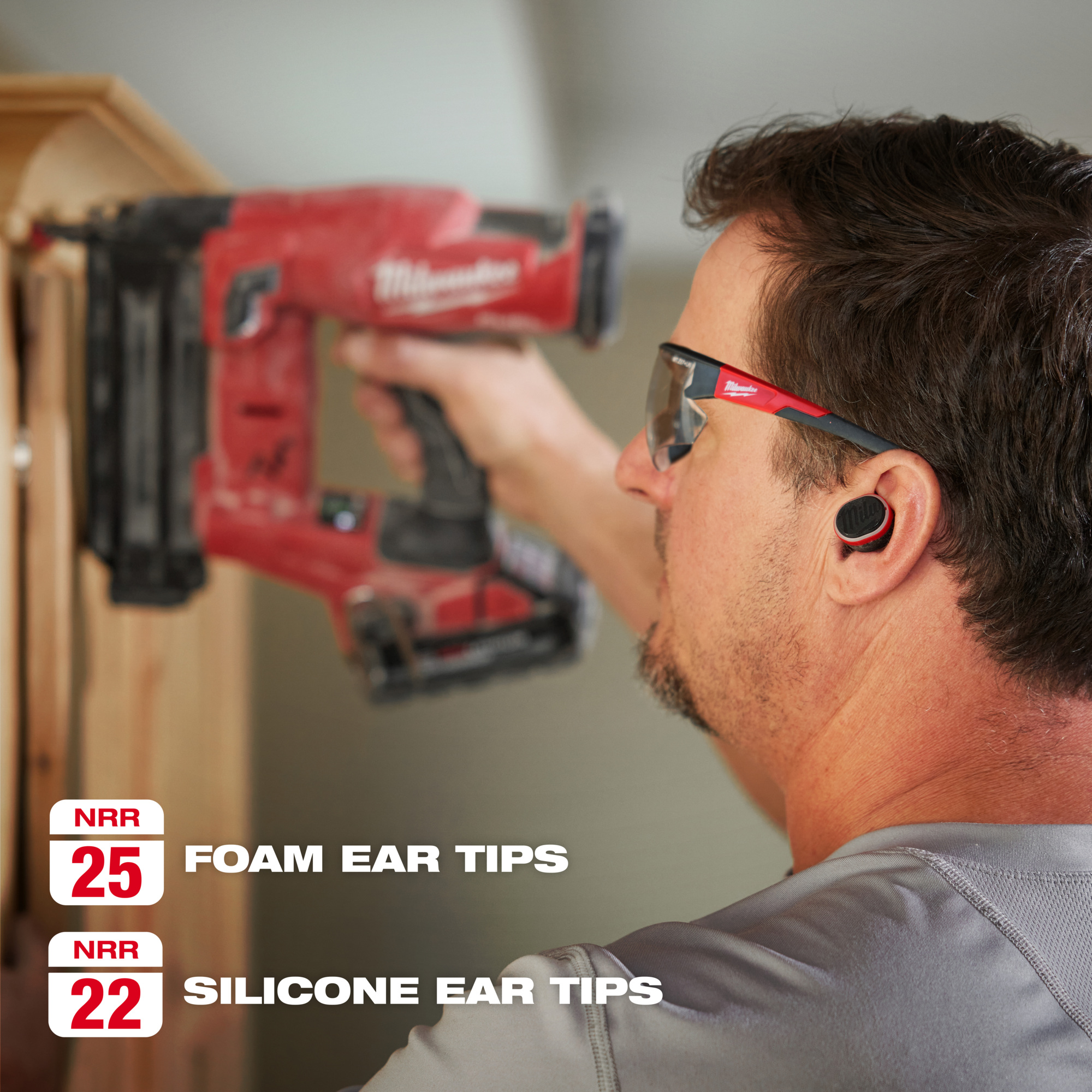 Milthtwaukee REDLITHthtIUM™ USB Bluetooth Jobsite Ear Buds, Noise Reduction Rating 9 dB