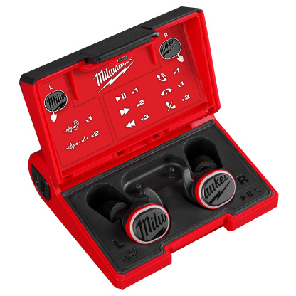 Milthtwaukee REDLITHthtIUM™ USB Bluetooth Jobsite Ear Buds, Noise Reduction Rating 9 dB