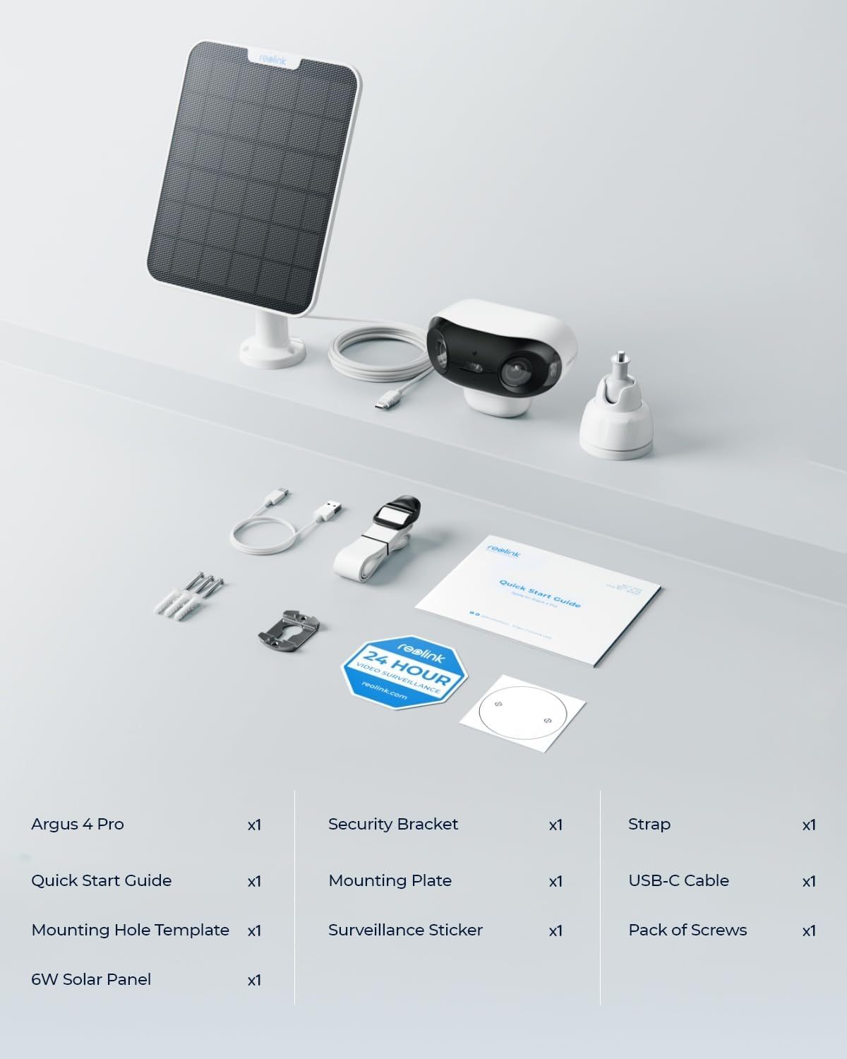 REOLINK Argus 4 Pro - 4K Solar Security Camera, ColorX Night Vision, 180° Blindspot-free View, Wireless Outdoor Camera with Dual-band Wi-Fi 6, Smart AI Detection, No Monthly Fee, with 6W Solar Panel