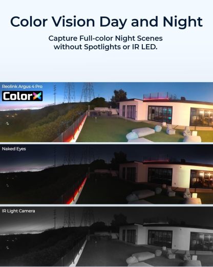 REOLINK Argus 4 Pro - 4K Solar Security Camera, ColorX Night Vision, 180° Blindspot-free View, Wireless Outdoor Camera with Dual-band Wi-Fi 6, Smart AI Detection, No Monthly Fee, with 6W Solar Panel
