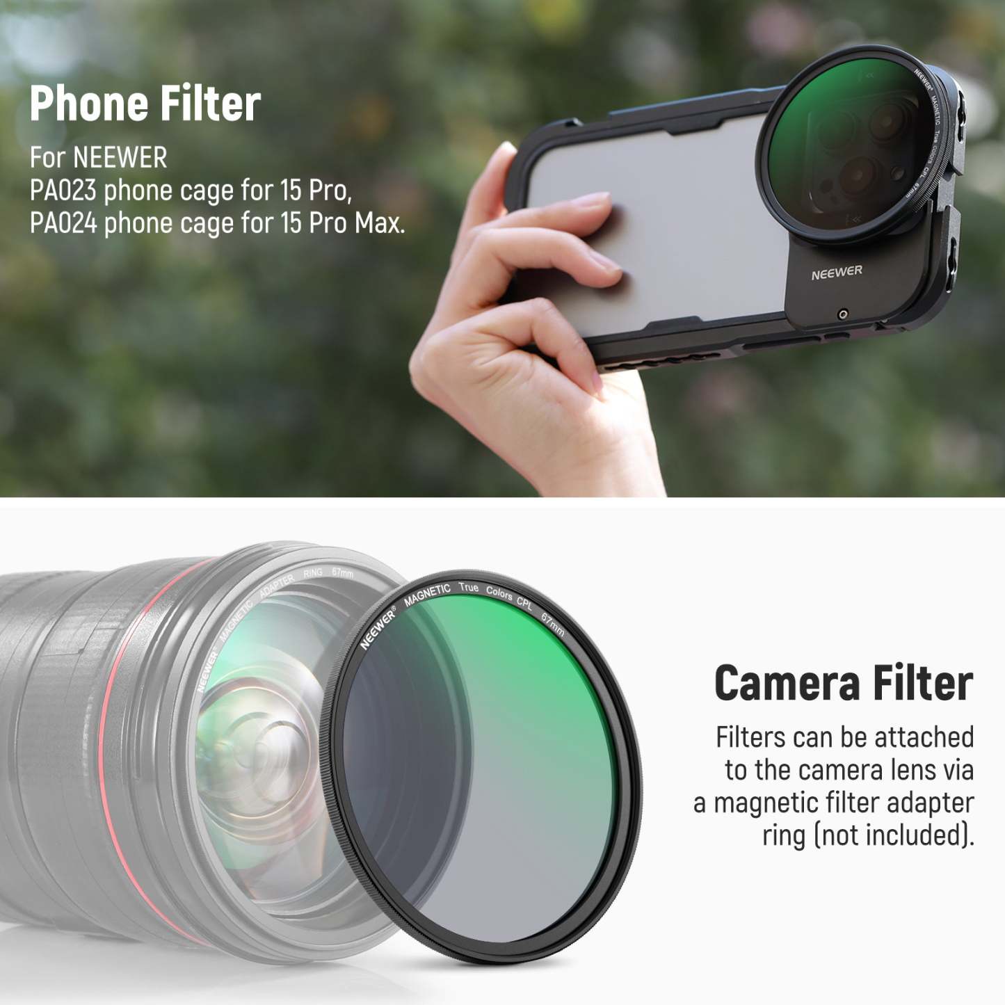 NEEWER NW SERIES S 67mm Magnetic Lens Filter Kit For PA023/PA024 Phone Cage