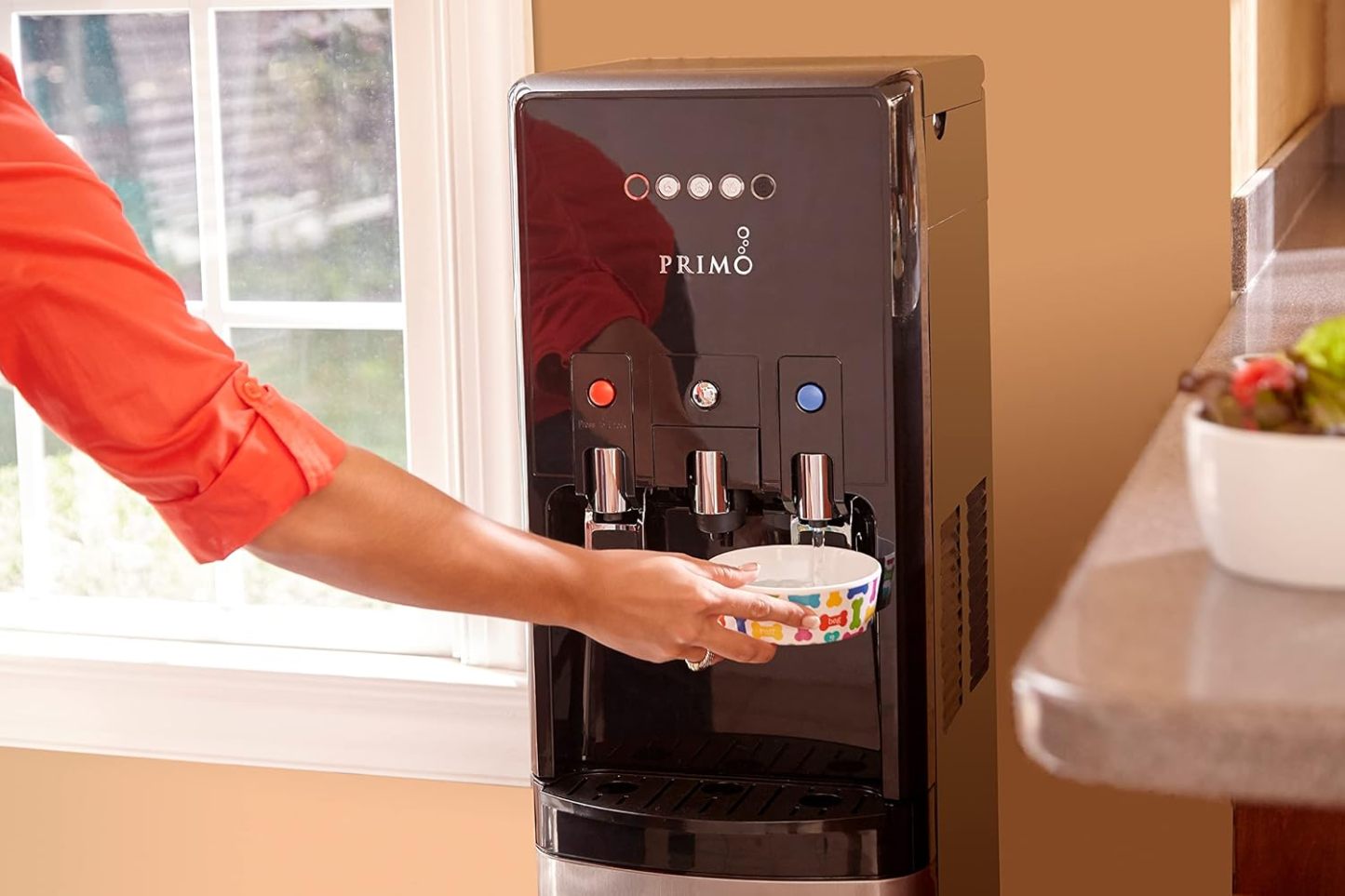 Primo hTRIO Black Bottom Loading Water Dispenser with Single-Serve Coffee Machine Built-In