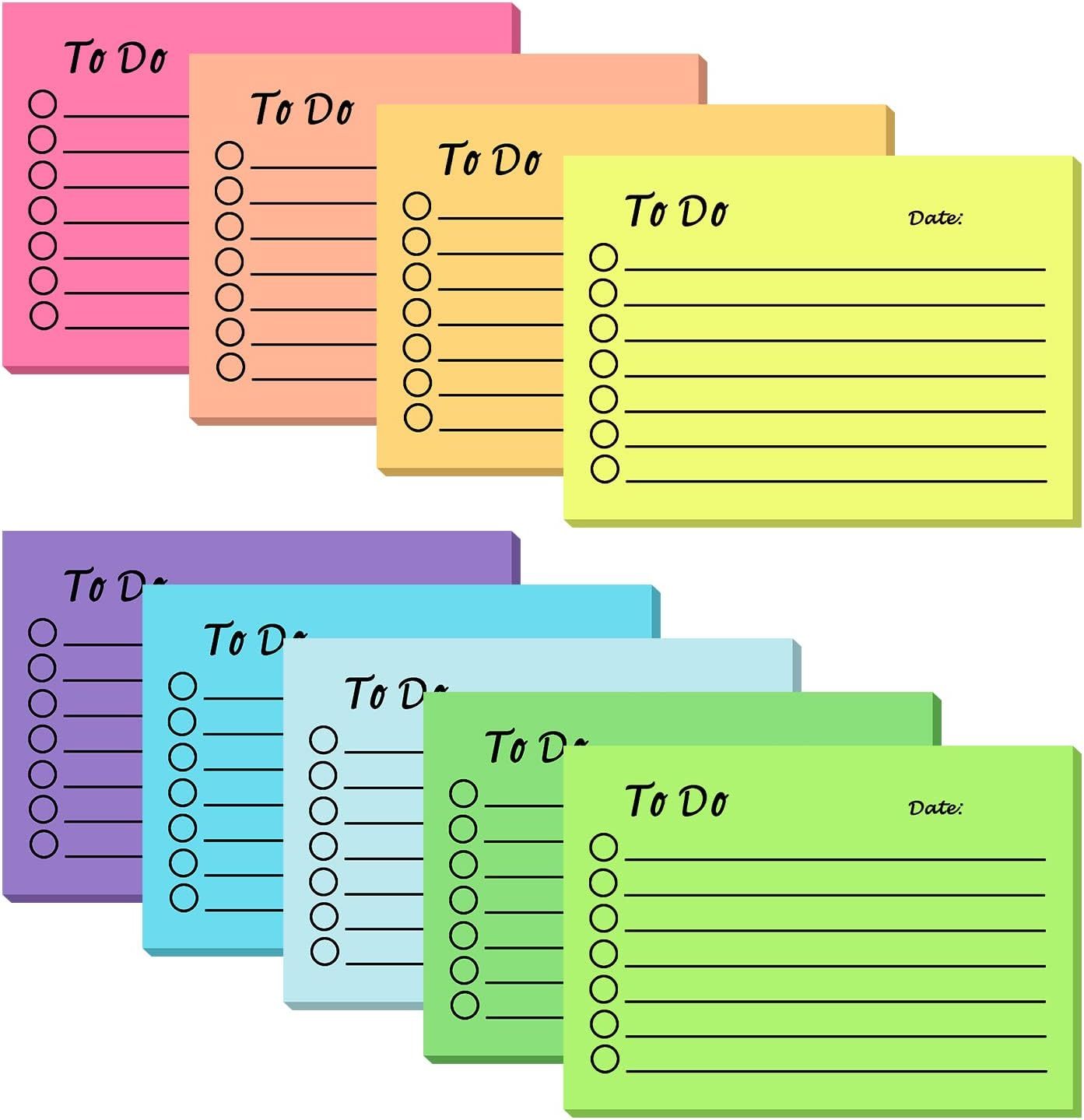 9 Pack to Do List Sticky Notes, Self-Stick Sticky Notes, Colorful Stic