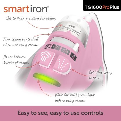 Oliso TG1600 Pro Plus 1800 Watt SmartIron with Auto Lift - for Clothes, Sewing, Quilting and Crafting Ironing | Diamond Ceramic-Flow Soleplate Steam Iron, Yellow
