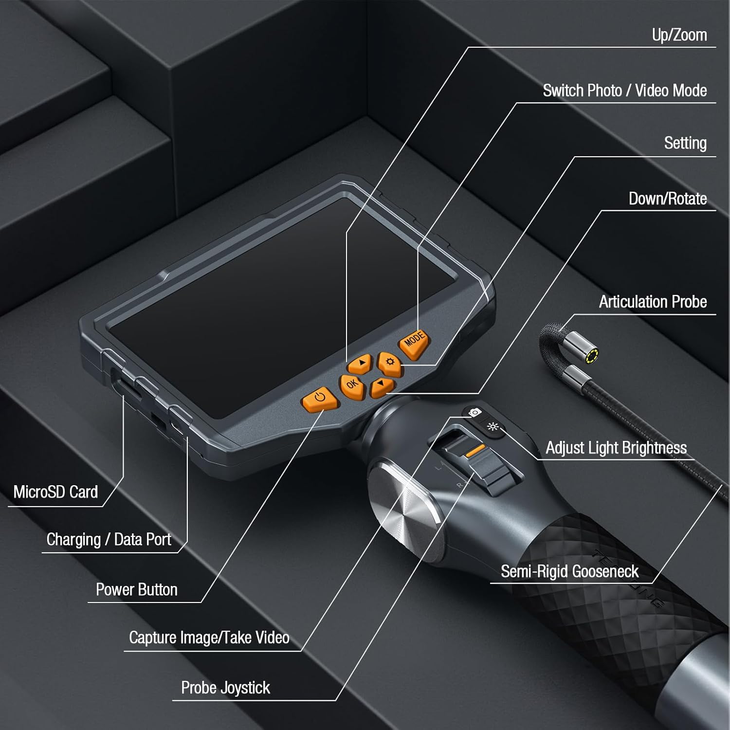 Christmas in July Special Sale - Two-Way Articulating Borescope with Light