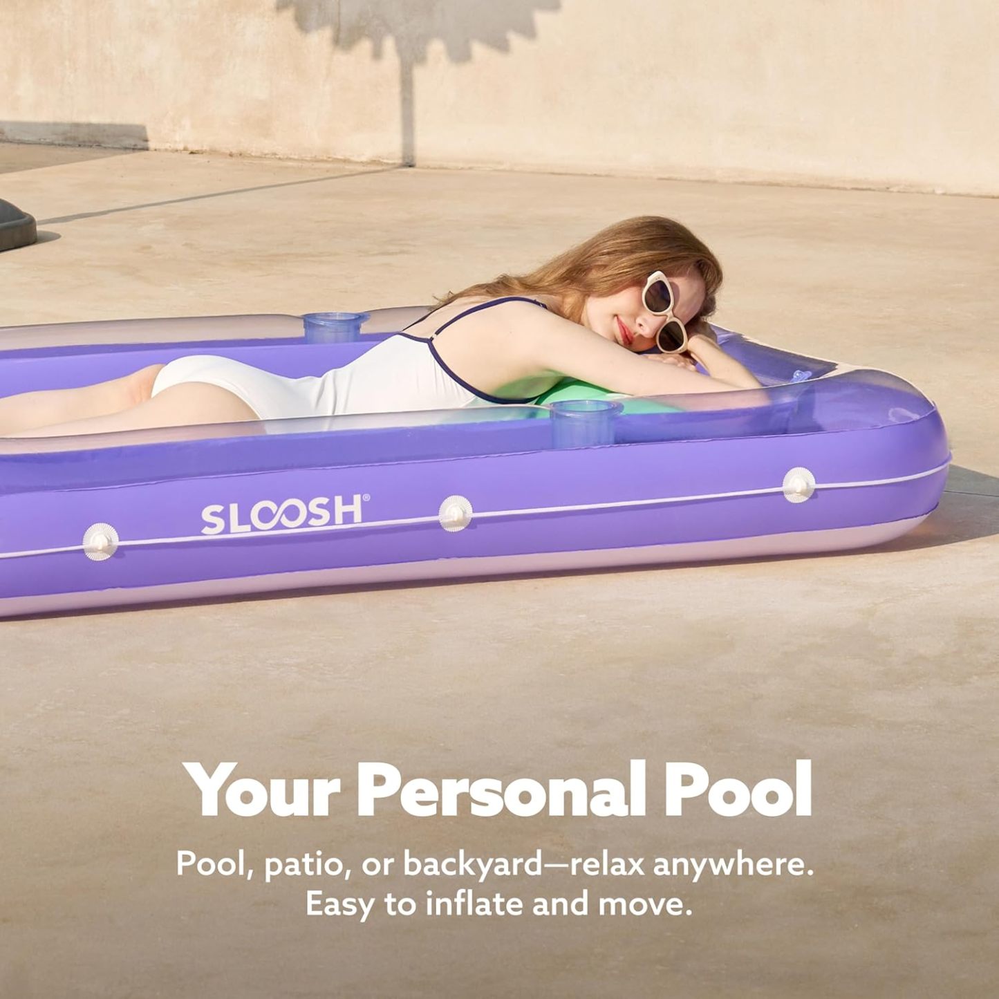 Inflatable Tanning Pool Lounger Float, 70" x 46" Pool Floats Adult with Pillow