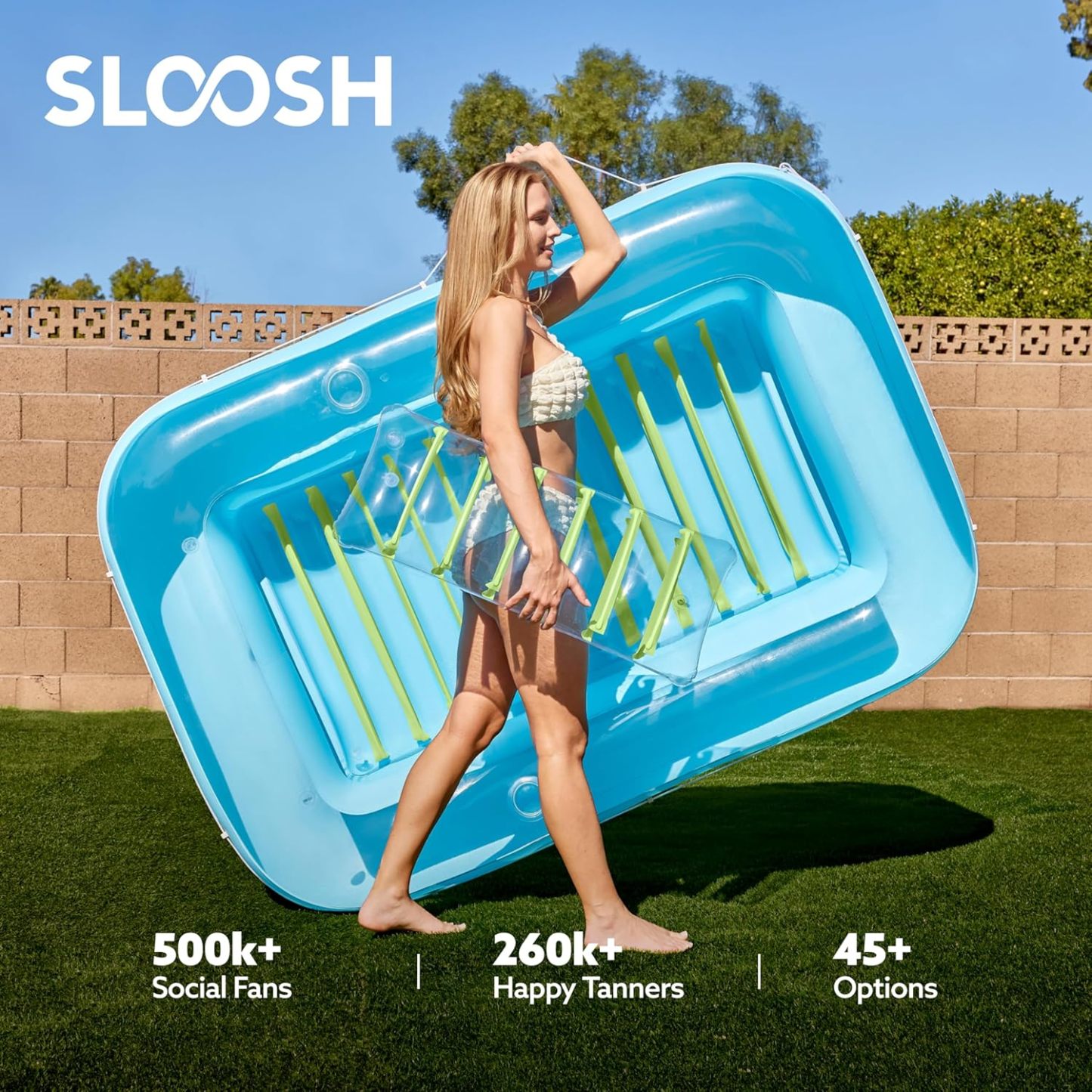 Inflatable Tanning Pool Lounger Float, 70" x 46" Pool Floats Adult with Pillow