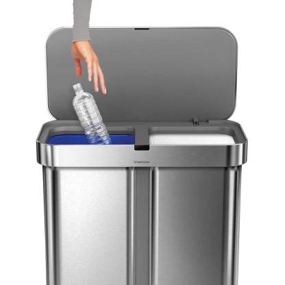 Simpleththuman 58 litre dual compartment rectangular sensor bin with voice and motion control