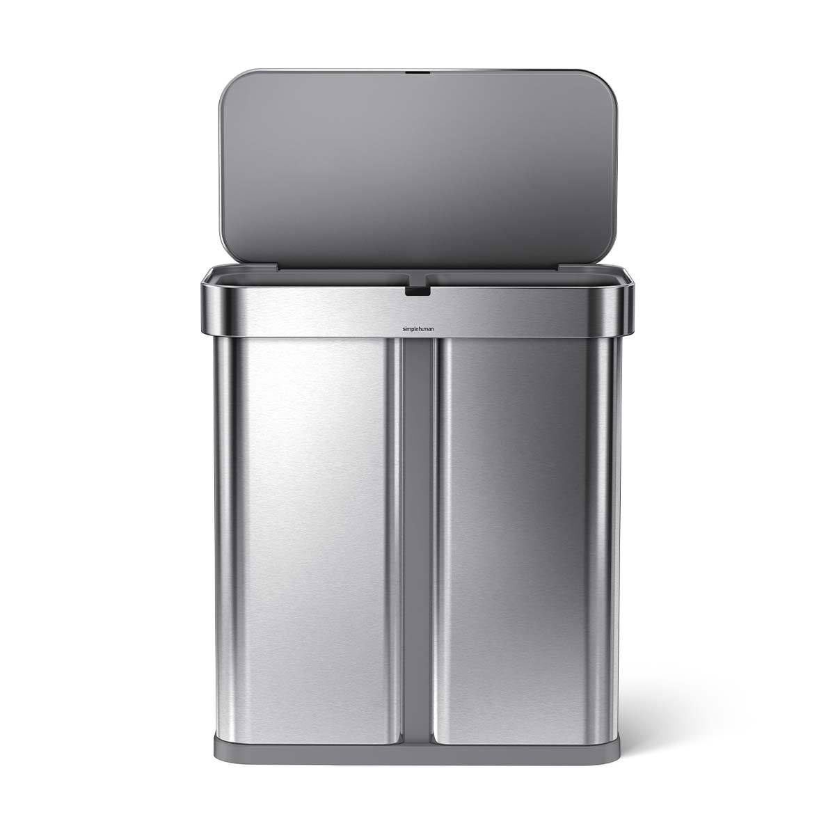 Simpleththuman 58 litre dual compartment rectangular sensor bin with voice and motion control