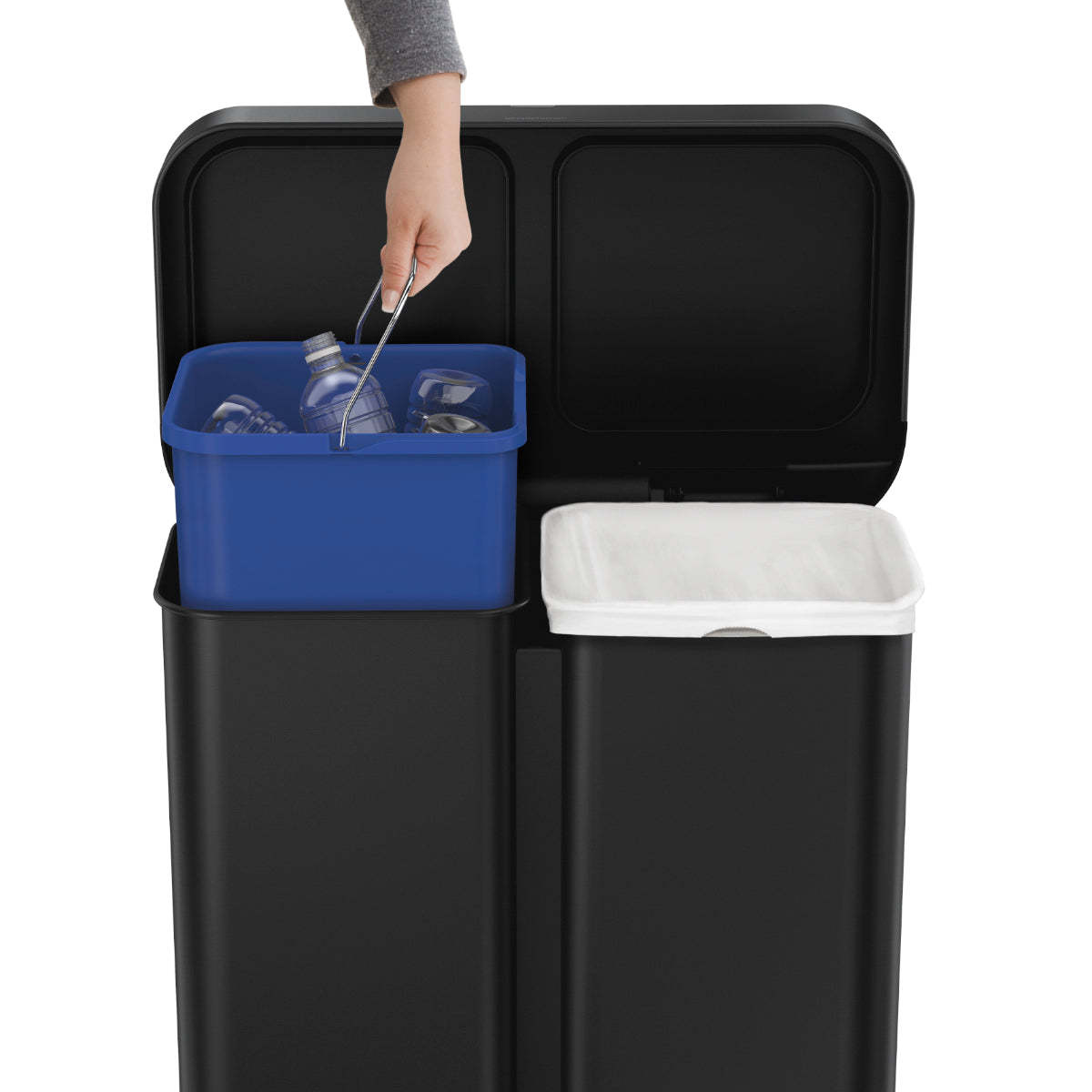 Simpleththuman 58 litre dual compartment rectangular sensor bin with voice and motion control