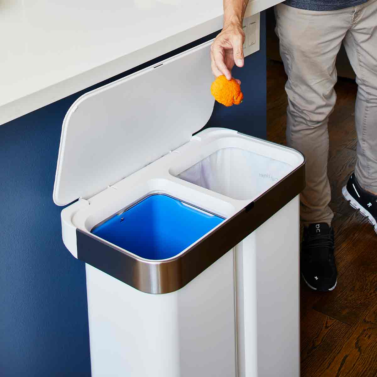 Simpleththuman 58 litre dual compartment rectangular sensor bin with voice and motion control