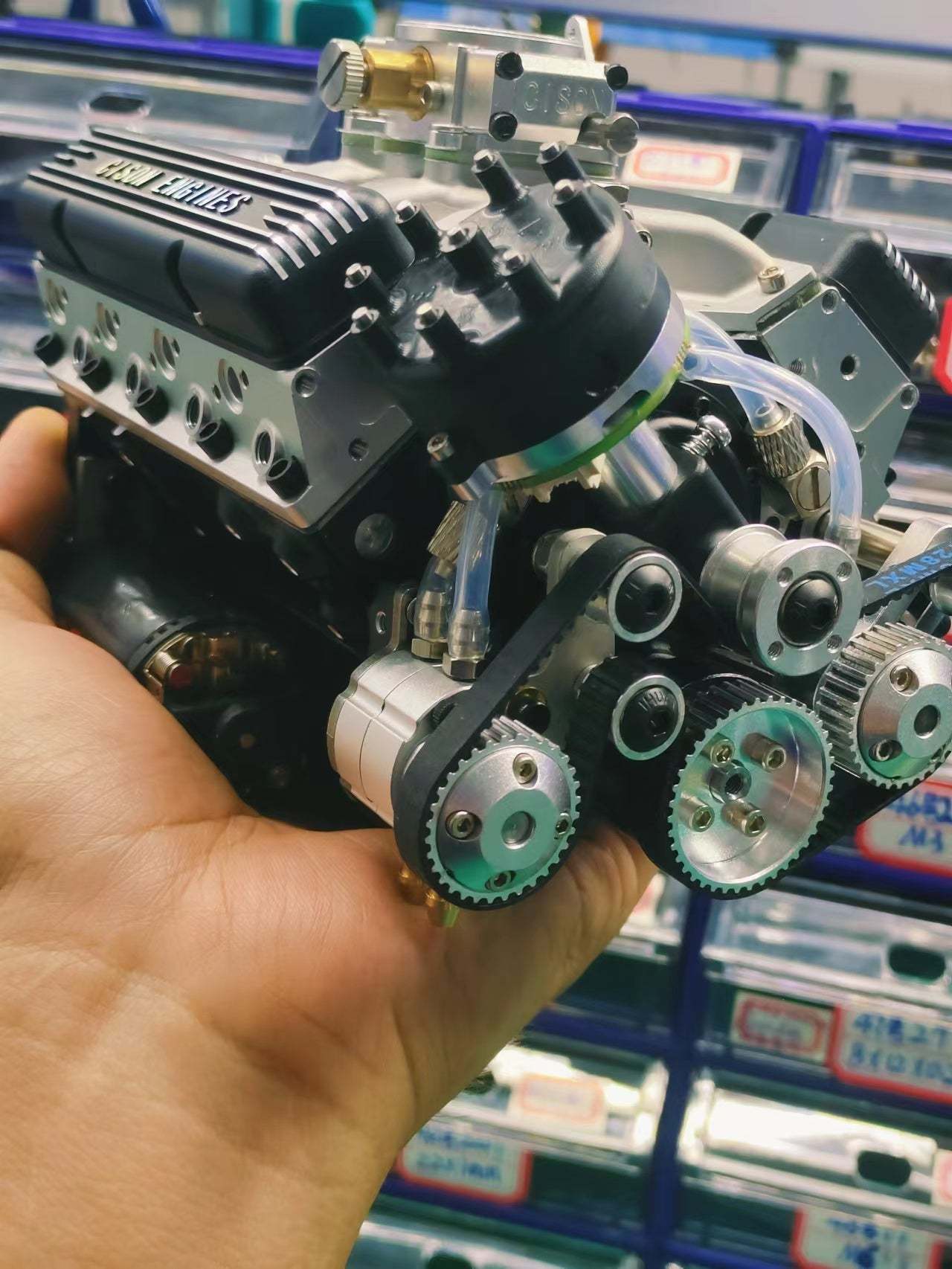CISON Gasoline OHV V8 Small-block Engine Model Kits 4-Stroke 44cc Water-Cooled 1/6