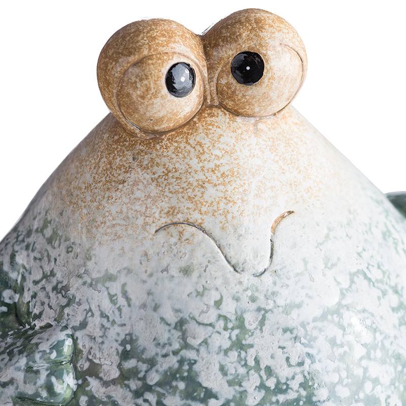 Ceramic Frog Sculpture with Big Eyes and Big Belly
