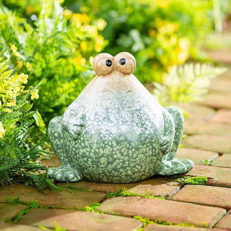 Ceramic Frog Sculpture with Big Eyes and Big Belly