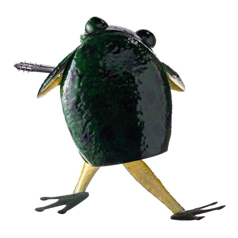 Large Metal Frog Musician Garden Sculpture