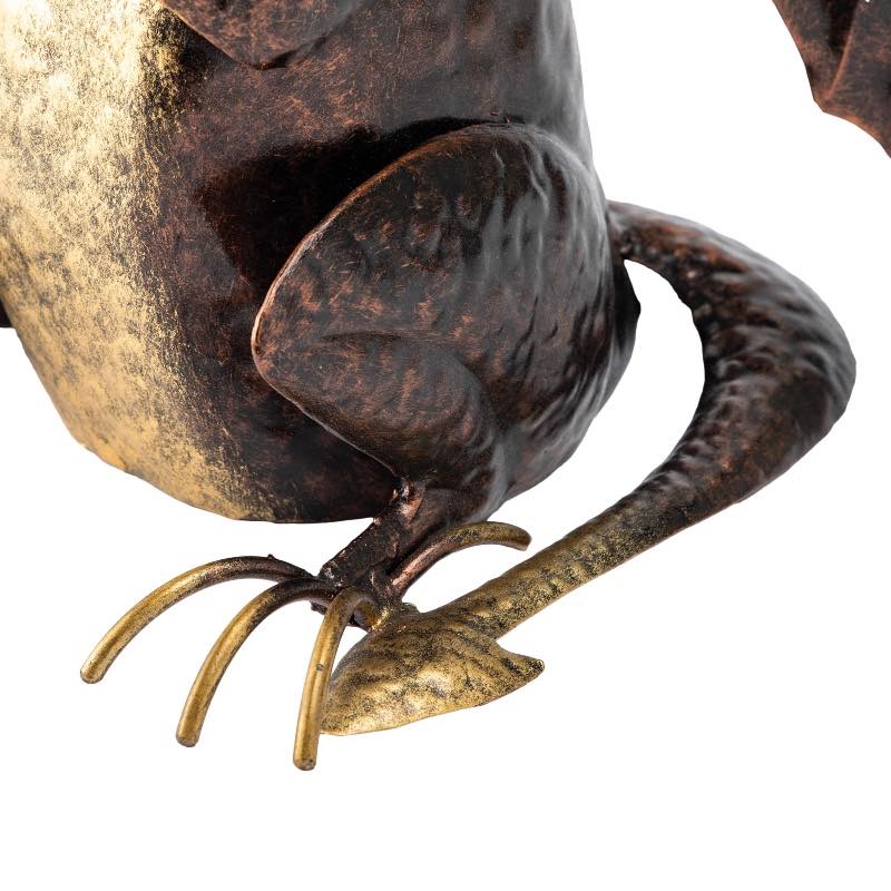 Small Metal Reading Dragon Sculpture