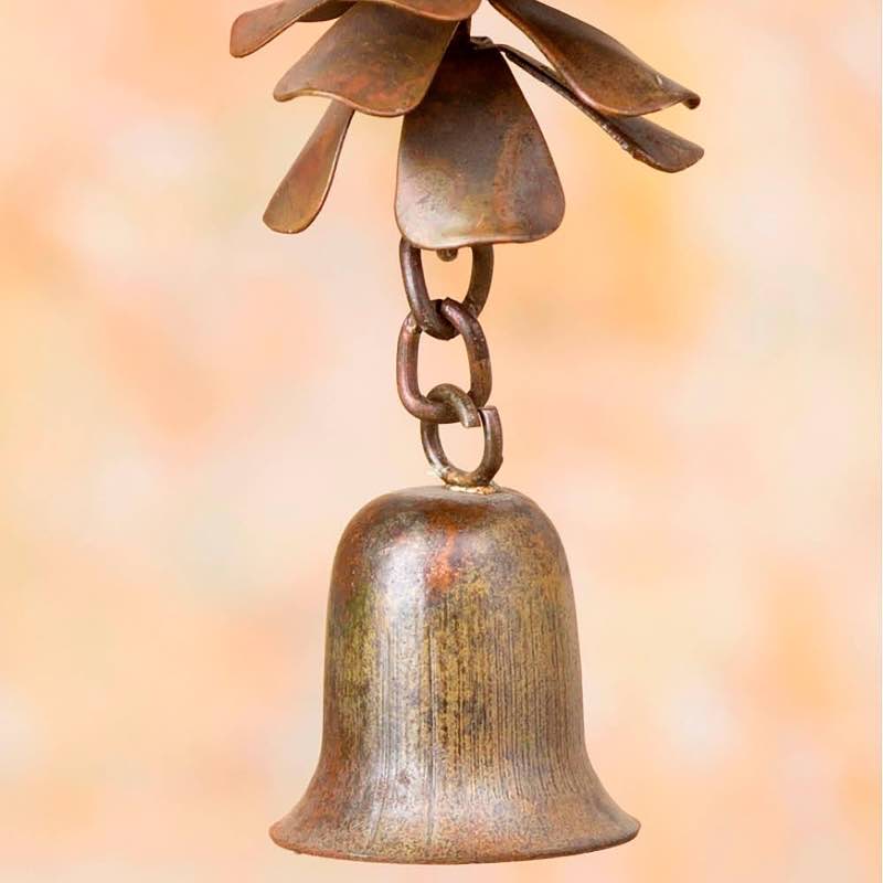 Flamed Metal Pinecone with Bell Ornament