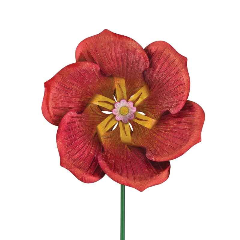 Textured Poppy Flower Spinner Stake