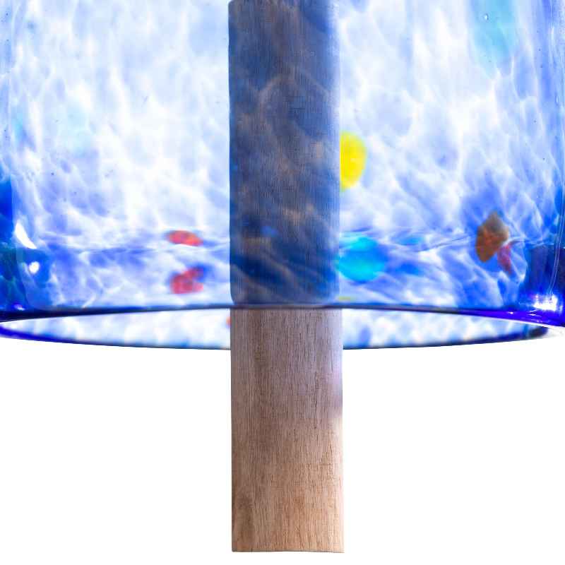 Colorful Mouth-Blown Blue Glass Bell