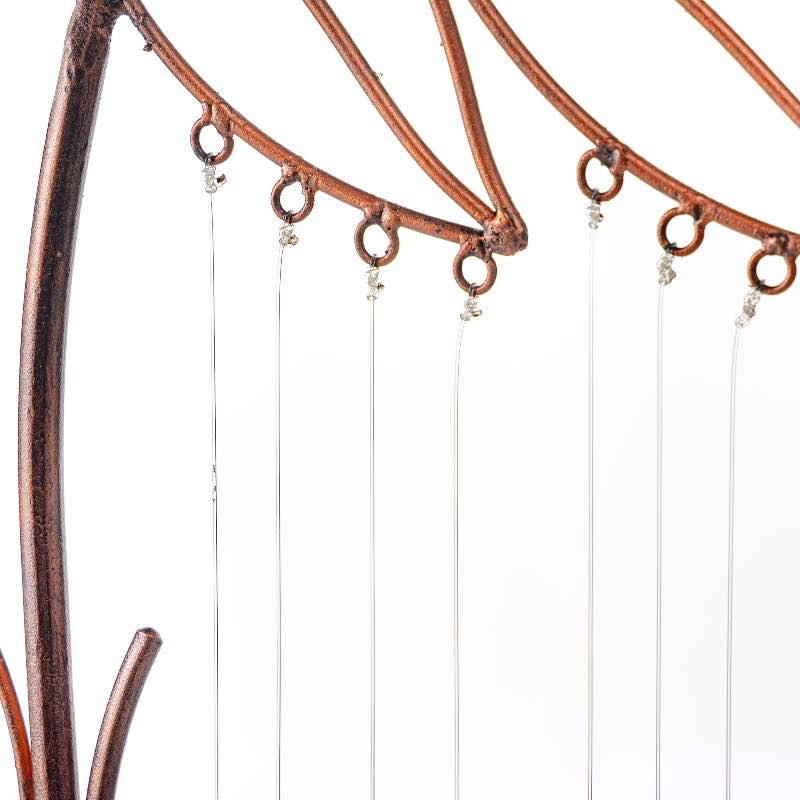 Metal Leaf Trellis with Blue Wind Chime