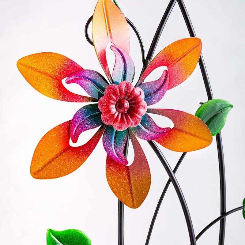 Colorful Spinning Flowers Garden Stake and Wind Spinner