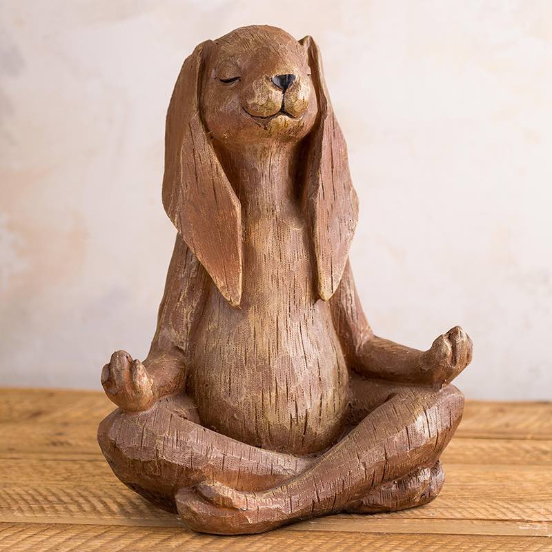 14" Meditating Rabbit Statue - View 2