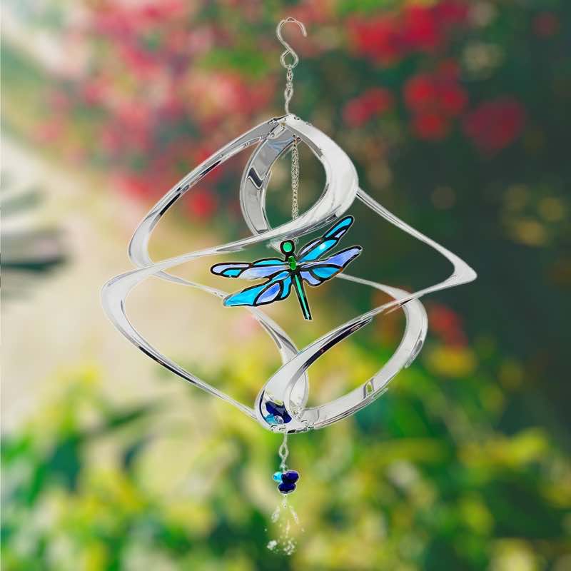 Silver Dragonfly Wind Spiral - View 3