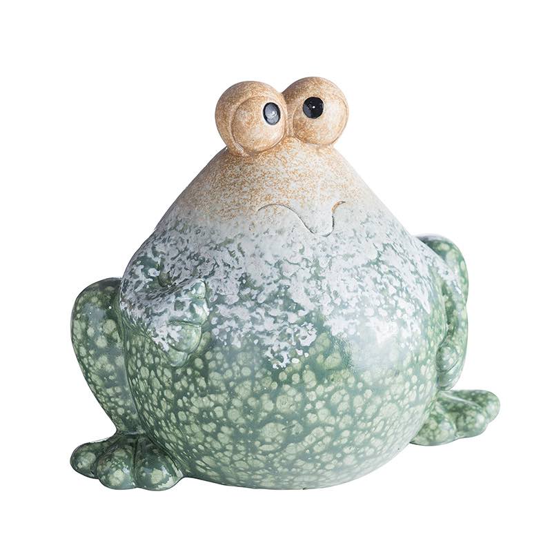 Ceramic Frog Sculpture with Big Eyes and Big Belly - View 2