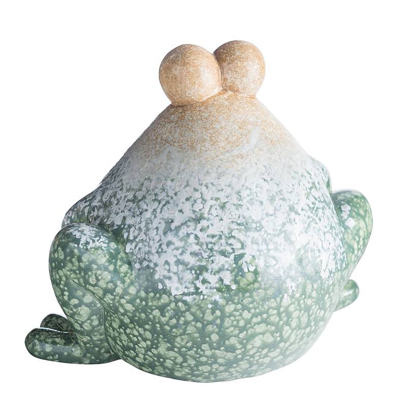 Ceramic Frog Sculpture with Big Eyes and Big Belly - View 3