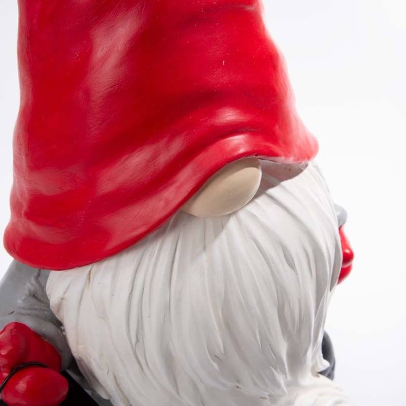 Welcome Home Gnome Sculpture with Solar-Powered Lantern - View 3