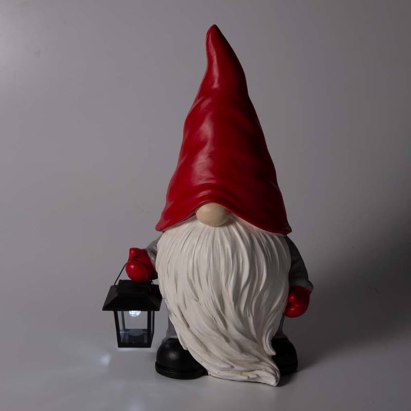 Welcome Home Gnome Sculpture with Solar-Powered Lantern - View 4