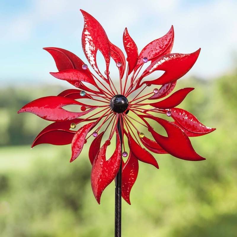 Red Leaf Metal Wind Spinner - View 3