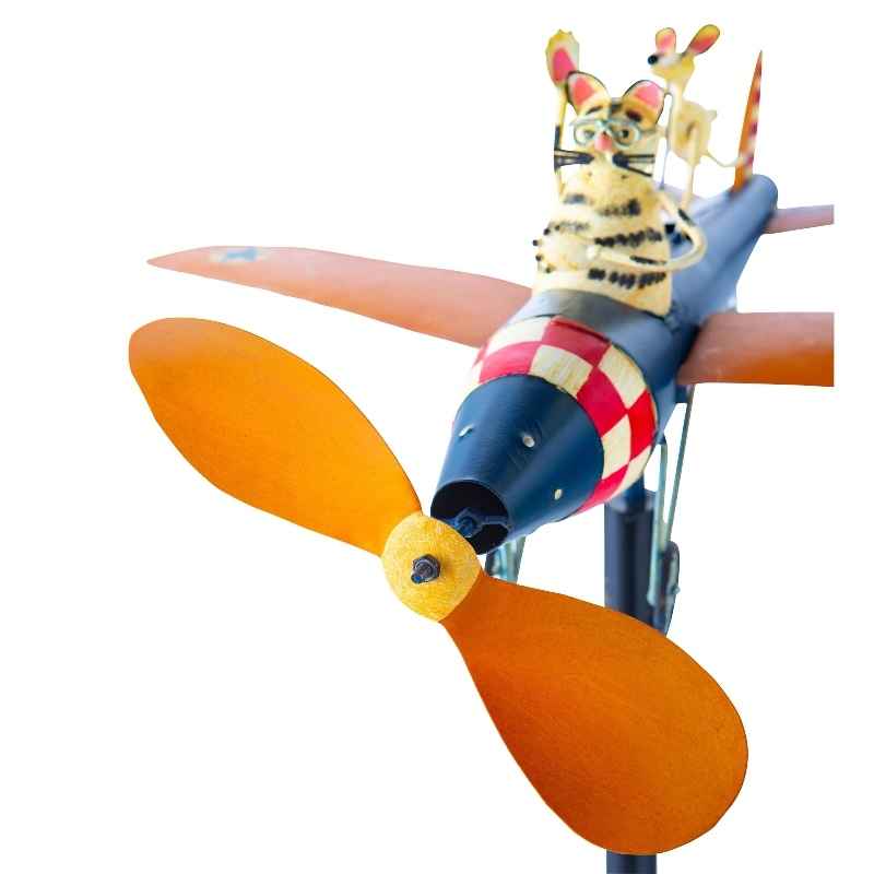 Metal Cat and Mouse Airplane Whirligig - View 5