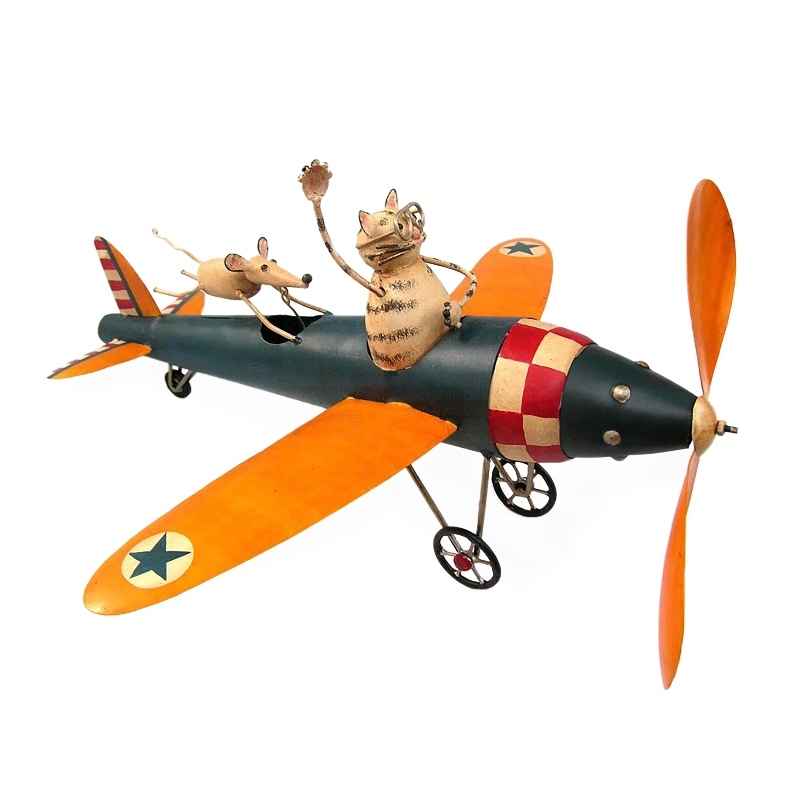 Metal Cat and Mouse Airplane Whirligig - View 8