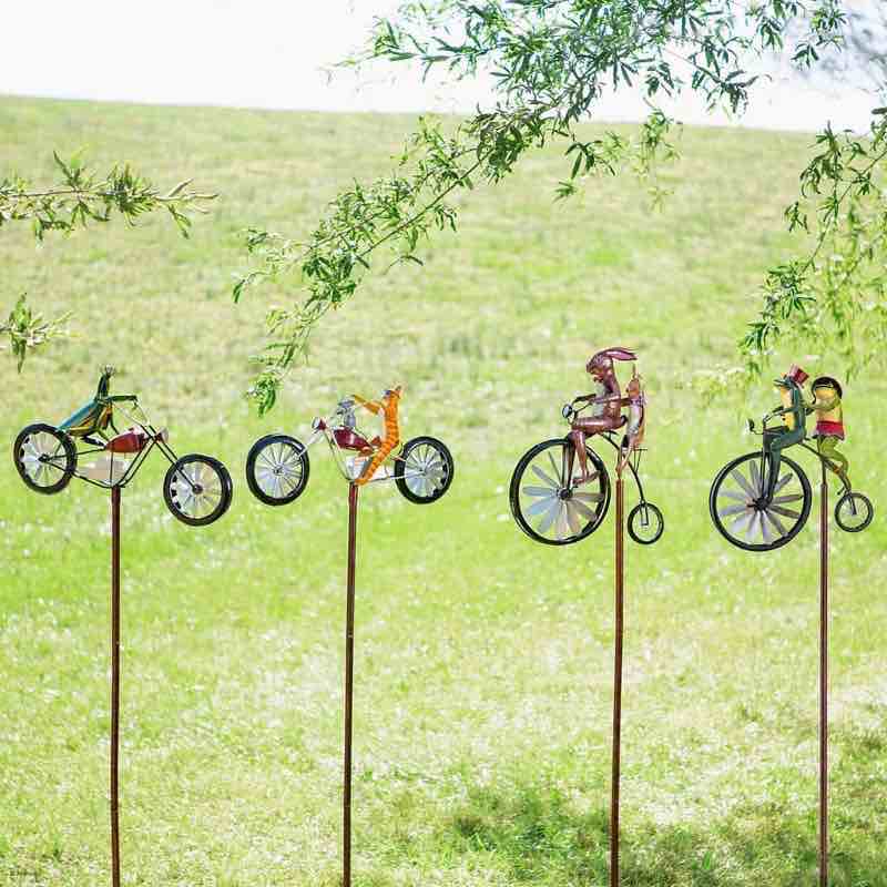 Frogs on a Vintage Bicycle Metal Wind Spinner - View 2